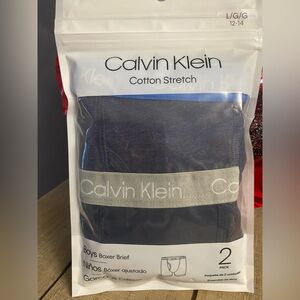Calvin Klein Boys Cotton Stretch Boxer Briefs - Dark Blue 2 Pk Size 12/14 L